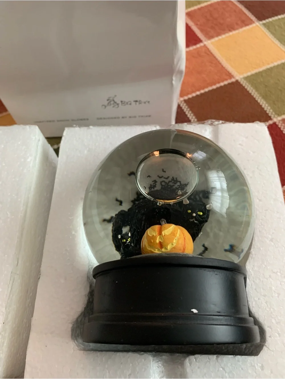 Big Trike Vintage NWT Halloween Inspired Black Cat Jack-o’-lantern Snow Globe